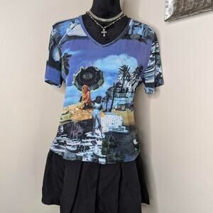Jessica max 1990s beach graphic top Large